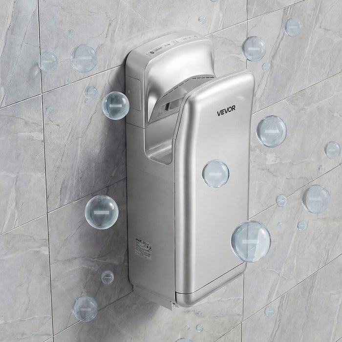 Vertical Hand Dryer, Hand Dryers with HEPA Filter, 19000 RPM High-Speed Motor, Dual-Side Airflow, ABS Sturdy Automatic Air Wall Mount Fast Drying for Commercial Bathrooms Modern Home, Silver