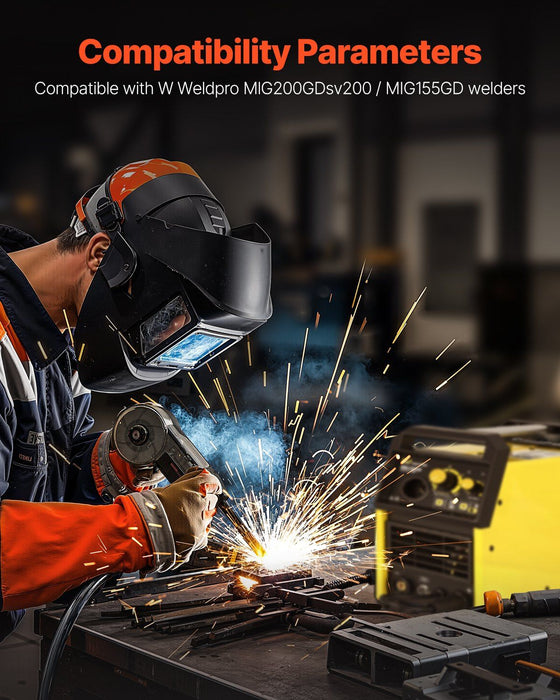 200Amp Spool Gun with 10FT Cable, Compatible with W Weldpro MlG200GDsv200 and MIG155GD Welders, Suitable for 0.030" and 0.035" Flux Core/Solid/Aluminum Welding Wires