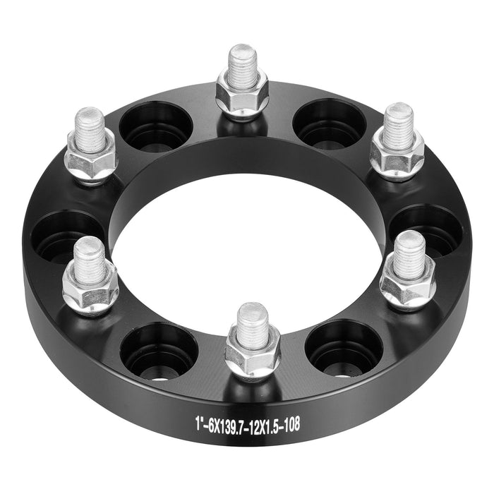 VEVOR 1" 6"x5.5" Wheel Spacers Wheel Adapters 6 Lug Forged Spacer 4 PCS Black