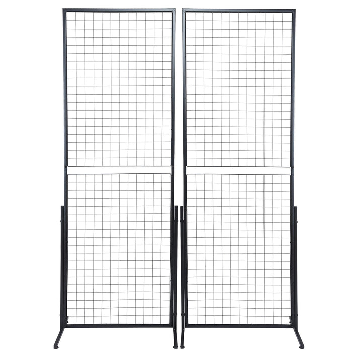 VEVOR 2' x 5.6' Grid Wall Panels Tower, 2 Packs Wire Gridwall Display Racks with T-Base Floorstanding, Double Side Gridwall Panels for Art Craft Shows, Retail Display with Extra Clips and Hooks