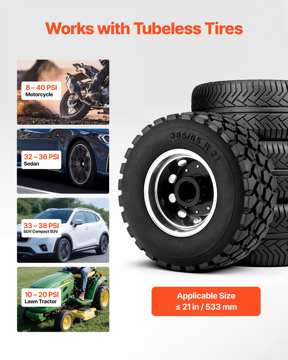 VEVOR Portable Tire Bead Seater, 2.1 Gal / 8 L Air Bead Blaster, Handheld Tire Inflator Tool, 87-116 PSI Operating Pressure, Trigger Seating Inflator for Car, Compact SUV, Light Truck, E-Bike, RV, ATV