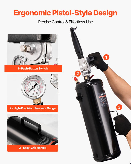 VEVOR Portable Tire Bead Seater, 2.1 Gal / 8 L Air Bead Blaster, Handheld Tire Inflator Tool, 87-116 PSI Operating Pressure, Trigger Seating Inflator for Car, Compact SUV, Light Truck, E-Bike, RV, ATV