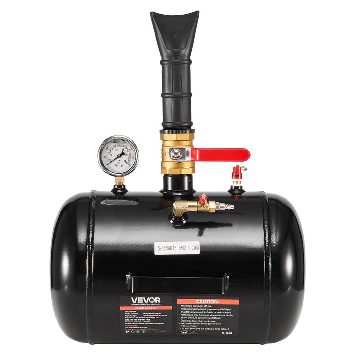 Air Tire Bead Seater, 5 Gal / 18.9 L, Heavy Duty Tire Bead Blaster Tool, 87-116 PSI Operating Pressure, Air Trigger Seating Inflator for Pickup, Truck, ATV, Jeep, Van, Lawn Tractor, RV, Black