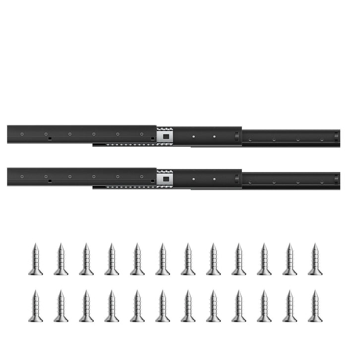 Undermount Drawer Slides, 16 inch, Full Extension Ball Bearing Under Stair Cabinet Rails, 260 LB Load Capacity Heavy Duty Bottom Stair Cabinet Glides Track Runners,for DIY Replacement, Black