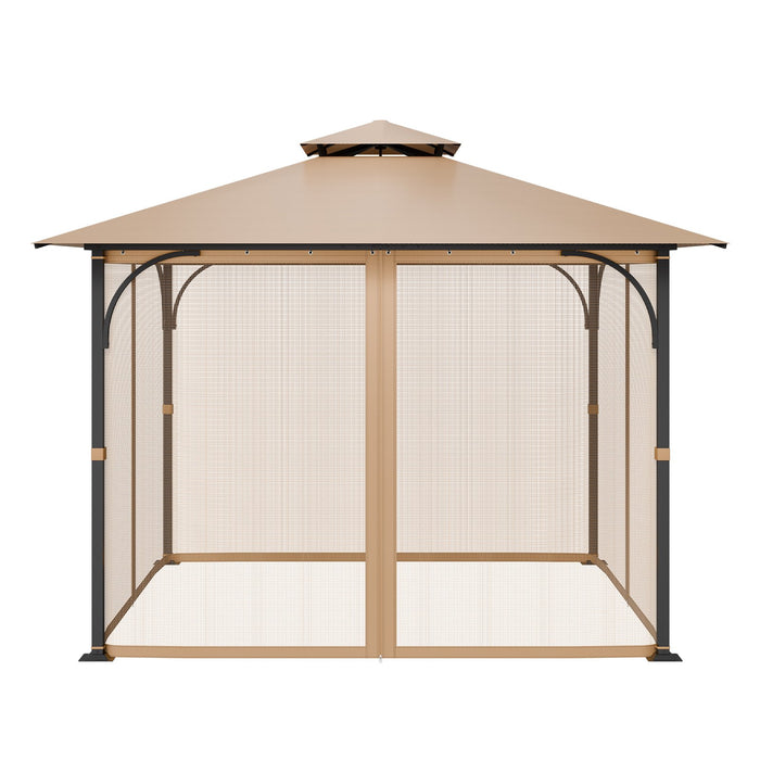 VEVOR Gazebo Netting Replacement, Fit Most 10 x 10 x 7 FT Gazebo Curtain, Outdoor Garden Net, 4-Panel Sidewall Mesh Net, Patio Midge Netting with Double Zipper, Canopy Screen (Netting Only)