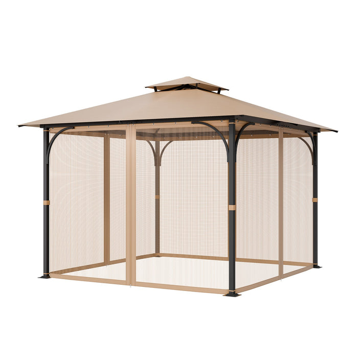 VEVOR Gazebo Netting Replacement, Fit Most 10 x 10 x 7 FT Gazebo Curtain, Outdoor Garden Net, 4-Panel Sidewall Mesh Net, Patio Midge Netting with Double Zipper, Canopy Screen (Netting Only)