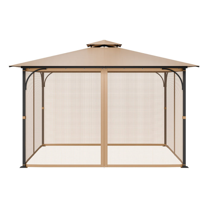 VEVOR Gazebo Netting Replacement, Fit Most 10 x 12 x 7.3 FT Gazebo, Outdoor Garden Gazebo Net, 4-Panel Sidewall Mesh Gazebo Curtain, Patio Midge Netting with Double Zipper, Canopy Screen (Netting Only)