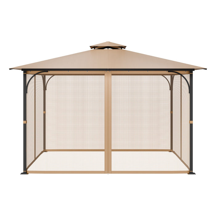 VEVOR Gazebo Netting Replacement, Fit Most 10 x 12 x 7.3 FT Gazebo, Outdoor Garden Gazebo Net, 4-Panel Sidewall Mesh Gazebo Curtain, Patio Midge Netting with Double Zipper, Canopy Screen (Netting Only)