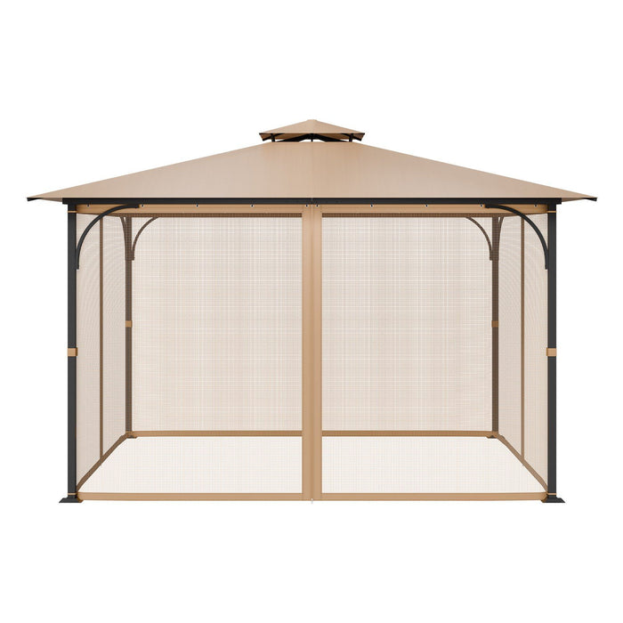 Gazebo Netting Replacement, Fit Most 10 x 12 x 7 FT Gazebo Curtain, Outdoor Garden Net, 4-Panel Sidewall Mesh Net, Patio Midge Netting with Double Zipper, Canopy Screen (Netting Only)