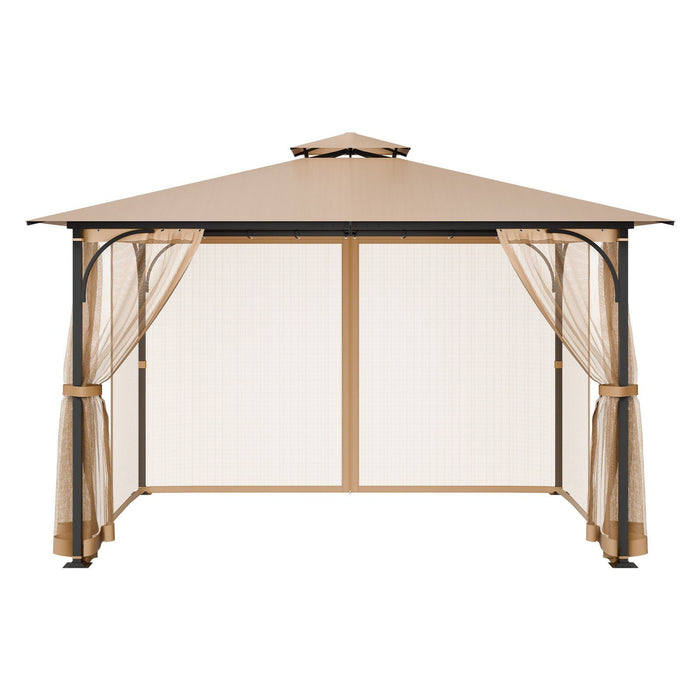 Gazebo Netting Replacement, Fit Most 10 x 12 x 7 FT Gazebo Curtain, Outdoor Garden Net, 4-Panel Sidewall Mesh Net, Patio Midge Netting with Double Zipper, Canopy Screen (Netting Only)
