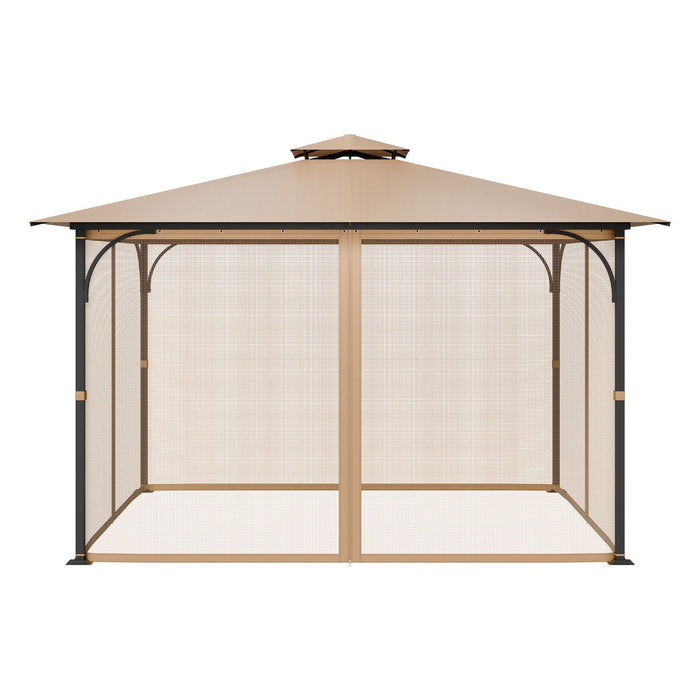 Gazebo Netting Replacement, Fit Most 10 x 12 x 7 FT Gazebo Curtain, Outdoor Garden Net, 4-Panel Sidewall Mesh Net, Patio Midge Netting with Double Zipper, Canopy Screen (Netting Only)