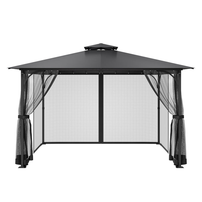VEVOR Gazebo Netting Replacement, Fit Most 12 x 12 x 7.5 FT Gazebo Curtain, Outdoor Garden Net, 4-Panel Sidewall Mesh Net, Patio Midge Netting with Double Zipper, Canopy Screen (Netting Only)