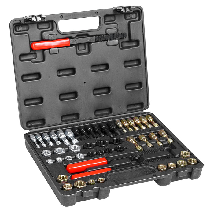 VEVOR 49-Piece Thread Chaser Set, UNC UNF and Metric Thread Restorer Tool, Rethreading Tool Kit with 22 Taps 24 Dies 3 Thread Files Storage Case, Heat Treated Steel, for Mechanics DIY Enthusiasts