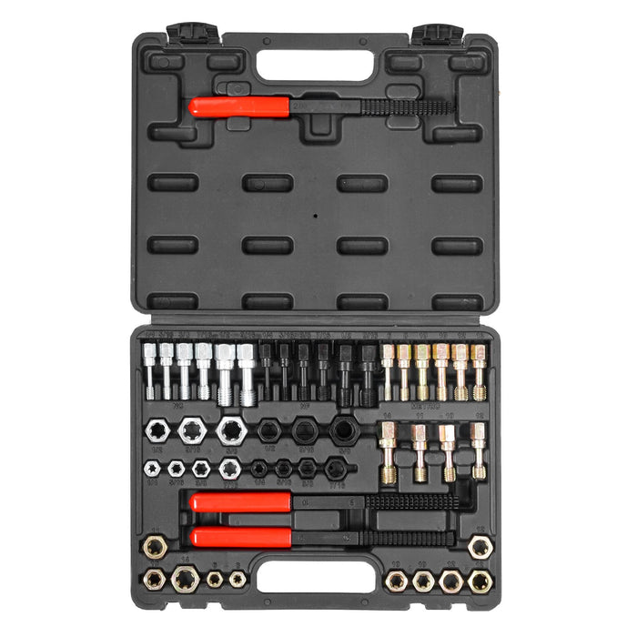 VEVOR 49-Piece Thread Chaser Set, UNC UNF and Metric Thread Restorer Tool, Rethreading Tool Kit with 22 Taps 24 Dies 3 Thread Files Storage Case, Heat Treated Steel, for Mechanics DIY Enthusiasts