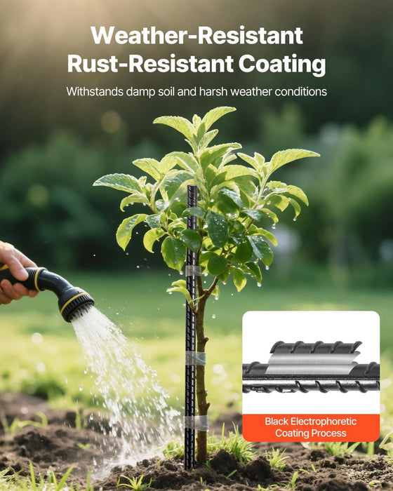 Rebar Stakes, 406.4 mm, Heavy-Duty 11.5 mm Diameter, Straight Galvanized Steel Ground Anchors with Chisel Point End & Rust-Resistant Coating, for Gardening Support, Fence, Camping Tents (16-Pack)