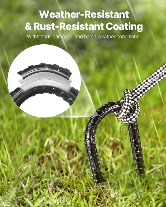 Rebar Stakes, 304.8 mm, Heavy-Duty 10 mm Diameter J Hook, Galvanized Steel Ground Anchors with Chisel Point End & Rust-Resistant Coating, for Gardening Support, Fence, Camping Tents (16-Pack)