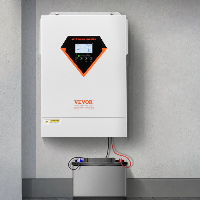 VEVOR Hybrid Solar Inverter, 6000W, All in One Pure Sine Wave Power Inverter Charger, 220V AC, with Built-in 120A MPPT Solar Charger Controller, for Off-Grid System Lead Acid Lithium Battery