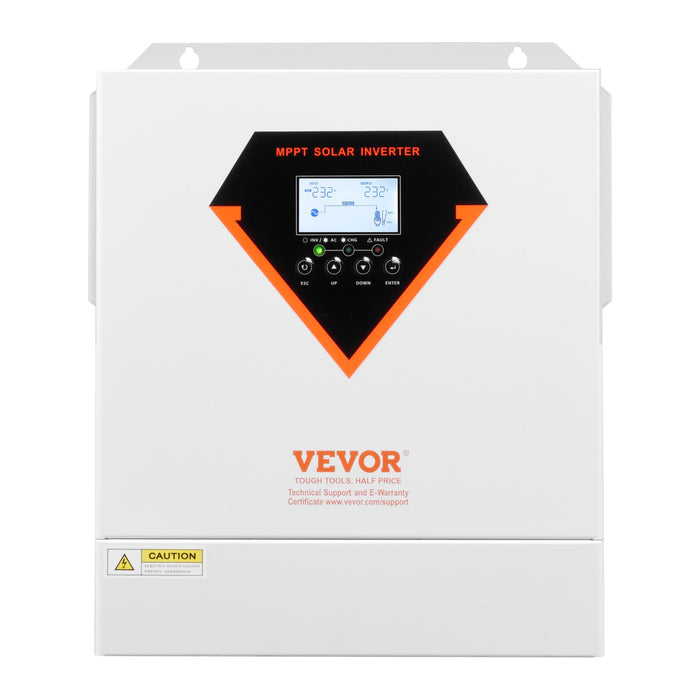 VEVOR Hybrid Solar Inverter, 3500W, All in One Pure Sine Wave Power Inverter Charger, 220V AC, with Built-in 100A MPPT Solar Charger Controller, for Off-Grid System Lead Acid Lithium Battery