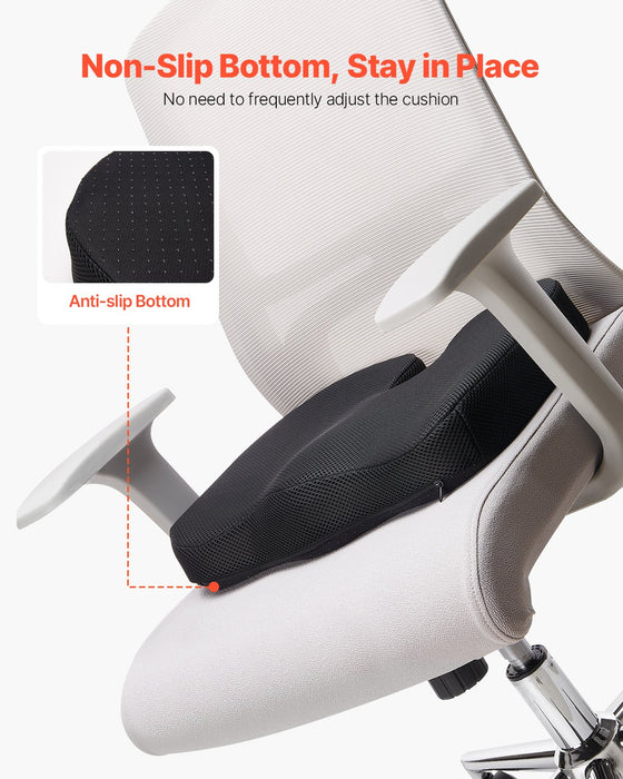 VEVOR Seat Cushion, Cooling Gel + Memory Foam Seat Cushion, Pressure-Relief Wheelchair Seat Pad with U-Shaped Cutout & Removable Cover, Lightweight and Portable for Travel, Car, Office, Airplane