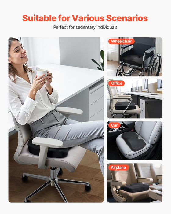 VEVOR Seat Cushion, Cooling Gel + Memory Foam Seat Cushion, Pressure-Relief Wheelchair Seat Pad with U-Shaped Cutout & Removable Cover, Lightweight and Portable for Travel, Car, Office, Airplane