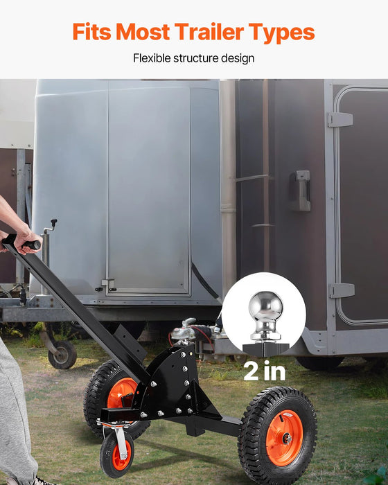 VEVOR Trailer Dolly, 1500lbs Tongue Weight Capacity, 2 in 1 Trailer Mover with 2 in Ball, 16 in Pneumatic Tires and Universal Wheel, Portable Tow Dolly for Moving Car RV Trailer