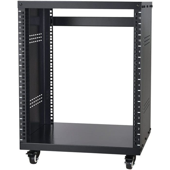 VEVOR 12U AV Rack Stand, 136.08kg Capacity, Network Stereo Recording Studio Rack with Lockable Caster Wheels Round & Square Holes, Special Vent for 482.6 mm Audio Video Musical & IT Equipment Mounting