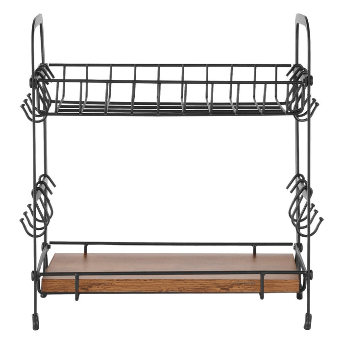 VEVOR 2 Tier Coffee Bar Organizer for Countertop w/ 12 Movable Hooks Mug Holder