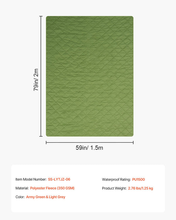 VEVOR Camping Blanket 2.08 m x 1.4 m Warm Stadium Blanket 330GSM Outdoor Travel
