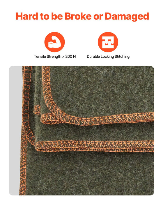 VEVOR Wool Camping Blanket, Large Warm Stadium Blanket, Waterproof & Windproof, Flame Retardant, Great for Outdoors, Picnics, Hiking, Sports Events, Travel, 1.62 m x 2.23 m (80% Wool), Army Green