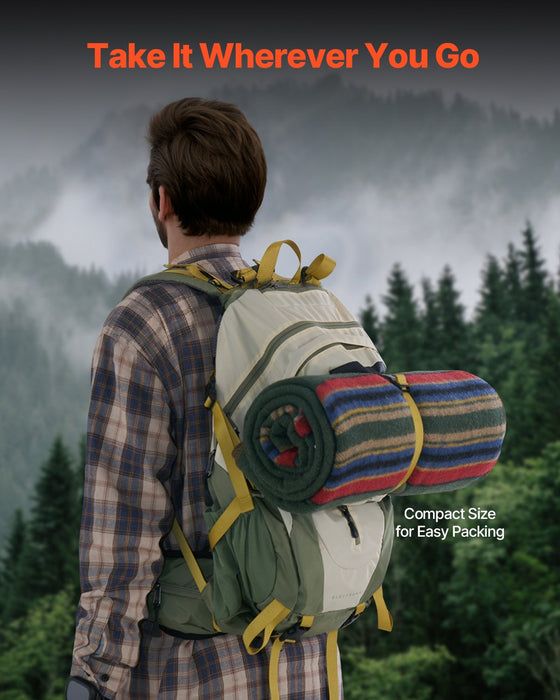 VEVOR Wool Camping Blanket 1.62 m x 2.23 m for Camping Hiking Travel Texture