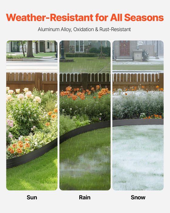 VEVOR Metal Landscape Edging, 10 Packs 60 in Rust-Resistant Aluminum Alloy Landscape Edging, Bendable Garden Edging Border, Heavy Duty Lawn Edging Fence for Flower Bed Yard Pathway