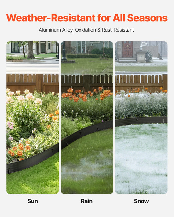 VEVOR Metal Landscape Edging, 8 Packs 72 in Rust-Resistant Aluminum Alloy Landscape Edging, Bendable Garden Edging Border, Heavy Duty Lawn Edging Fence for Flower Bed Yard Pathway