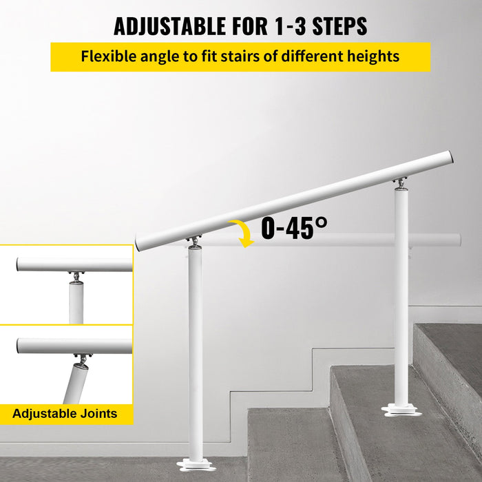 VEVOR Handrail Outdoor Stairs, 3ft, 34 Inch Outdoor Handrail, Outdoor Stair Railing Adjustable from 0 to 60 Degrees Handrail for Stairs Outdoor White Aluminum Stair Railing for Garden, Office Area