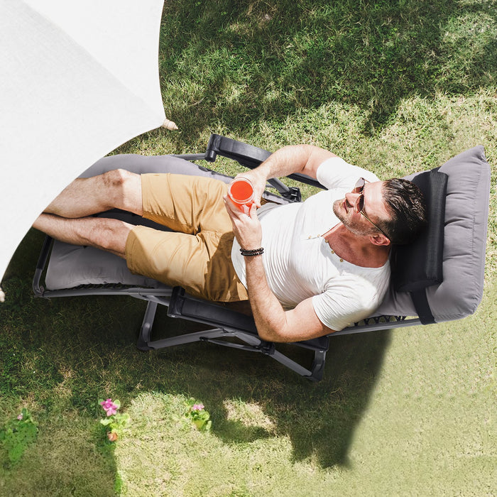 VEVOR Zero Gravity Chair, 26 inch Zero Gravity Recliner Lounge Chair for Indoor and Outdoor, Adjustable Anti Gravity Chair with Cushion, Headrest, Footrest, and Cupholder, 500 lbs, Gray
