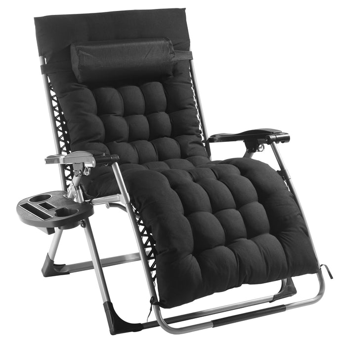 VEVOR Zero Gravity Chair, 33 inch Zero Gravity Recliner Lounge Chair for Indoor and Outdoor, Adjustable Anti Gravity Chair with Cushion, Headrest, Footrest, and Cupholder, 500 lbs, Black