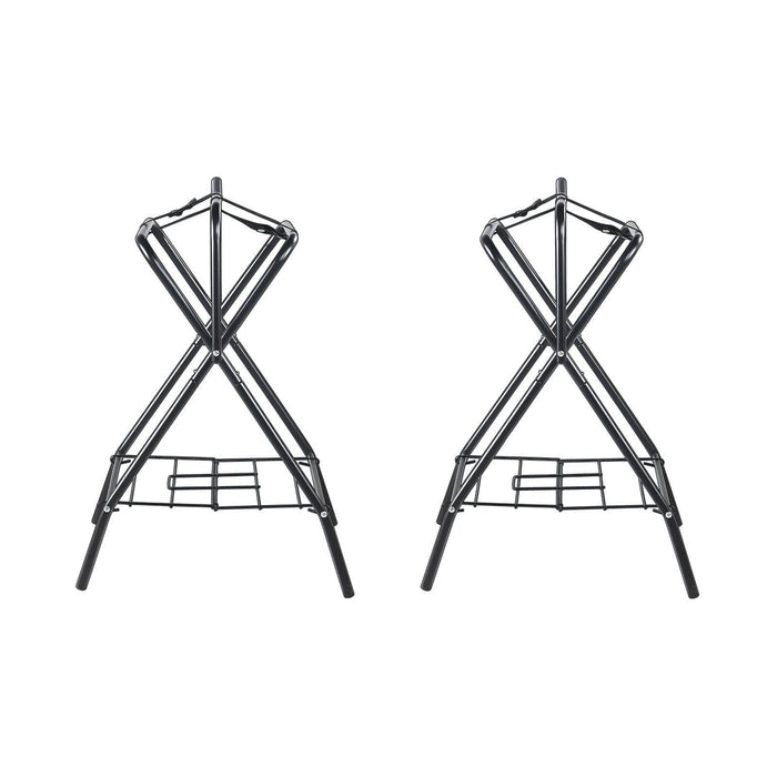 Folding Saddle Rack, 28 x 19 x 37.5 in, 2 Packs Freestanding Horse Saddle Stand, Portable Horse Blanket Holder, Heavy Duty Steel Saddle Rack for English & Western Saddles, Tack Storage, Black