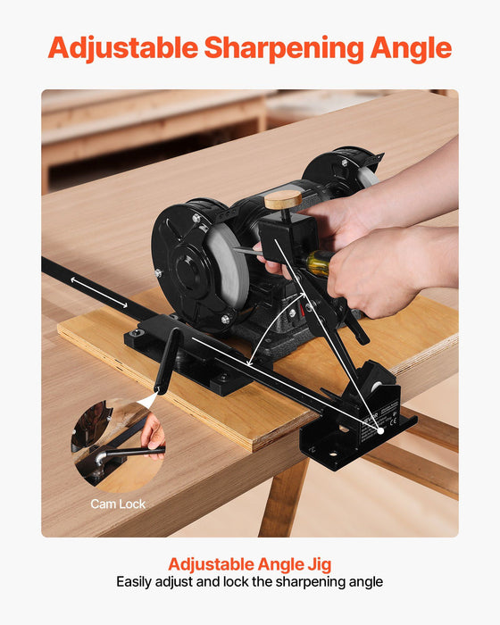 Pro Grind Sharpening System, Multi-Grind Sharpening Jig for 152mm & 203mm Bench Grinder - with Platform Jig, Tool Rest Bar, Setup Block, Miter Slide, Micro Bevel Block, for Woodturning Tools