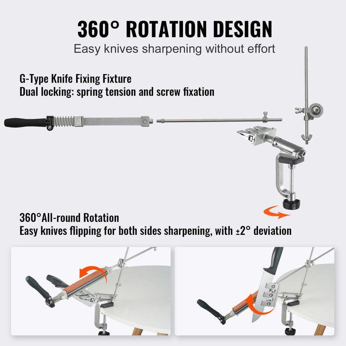 VEVOR Knife Sharpener Kit, Rotation Flip Fixed Angle Knife Sharpening System with 12 Whetstones 120-10000 Grit, Professional Kitchen Chef Knife Sharpening Kit for All Knives and Scissors