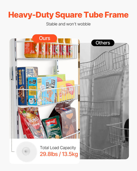 VEVOR Over the Door Pantry Organizer, 9-Tier Pantry Organization and Storage, Heavy-Duty Steel Hanging Spice Rack, Adjustable Wall Seasoning Shelves, for Home Kitchen Laundry Room Bathroom, White