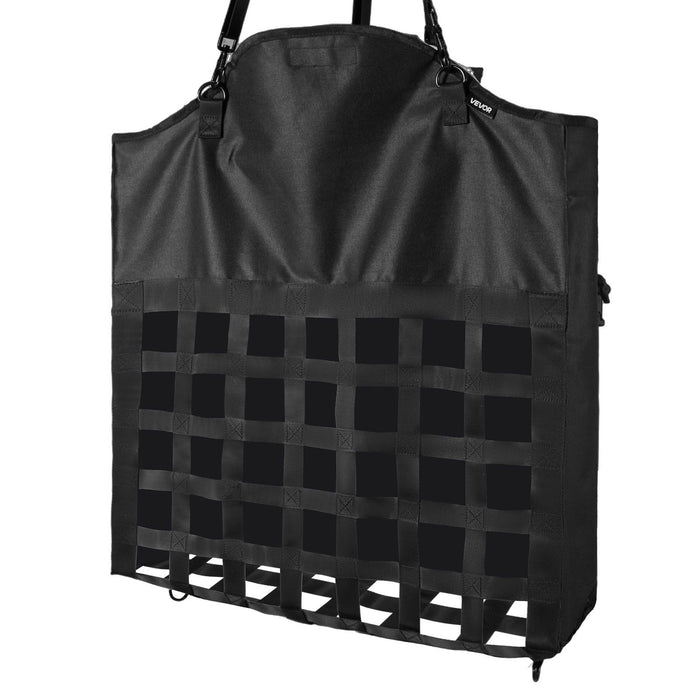 Hay Bag for Horses, 55 x 18.5 x 64 cm, 46 x 46 mm Holes, Premium Nylon Construction with PVC Waterproof Coating, Adjustable Hanging Straps and Metal Hooks, Slow Feed Hay Bag for Horses