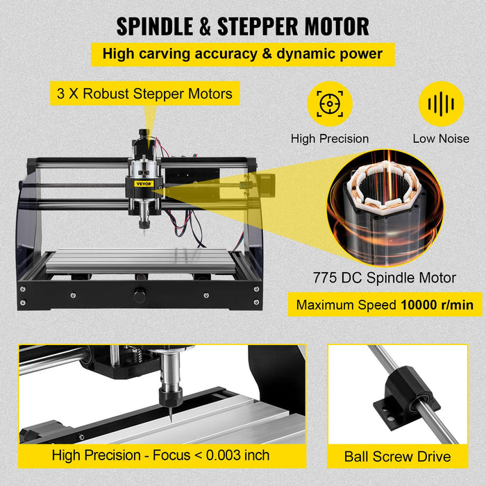 VEVOR Cnc 3018 Pro 10000RPM Cnc 3018 300×180×45mm Cnc Machine GRBL Control Mini Laser Engraver with Offline Controller 3 Axis laser engraving machine for Carving Milling Plastic Acrylic PVC