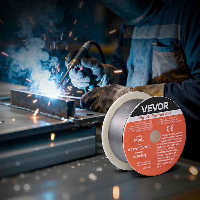 Solid MIG Welding Wire, ER308L 0.8mm 0.9kg, Low Spatter Stainless Steel Welding Wire with High Feedability for All-Position Gas Shielded Welding
