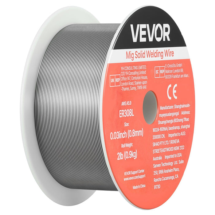 Solid MIG Welding Wire, ER308L 0.8mm 0.9kg, Low Spatter Stainless Steel Welding Wire with High Feedability for All-Position Gas Shielded Welding