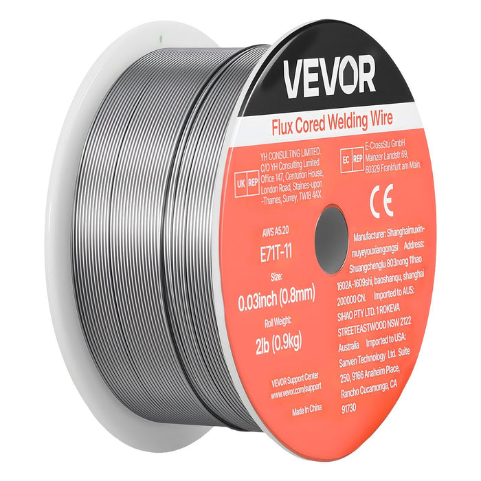 Flux Core MIG Welding Wire, E71T-11 0.8mm 0.9kg, Gasless Mild Steel Welding Wire with Low Spatter for All Position Arc Welding, Self-Shielded for Outdoor Use