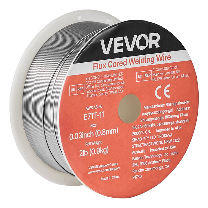 Flux Core MIG Welding Wire, E71T-11 0.8mm 0.9kg, Gasless Mild Steel Welding Wire with Low Spatter for All Position Arc Welding, Self-Shielded for Outdoor Use