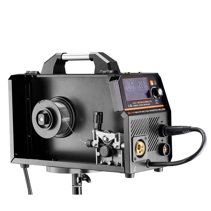 VEVOR MIG Welder, 160A Synergic Mig Welding Machine, 4-in-1 Gas MIG/Flux Core MIG/Stick/Lift TIG Multi-Process Welder Machine with IGBT Inverter Technology and LCD Screen Display
