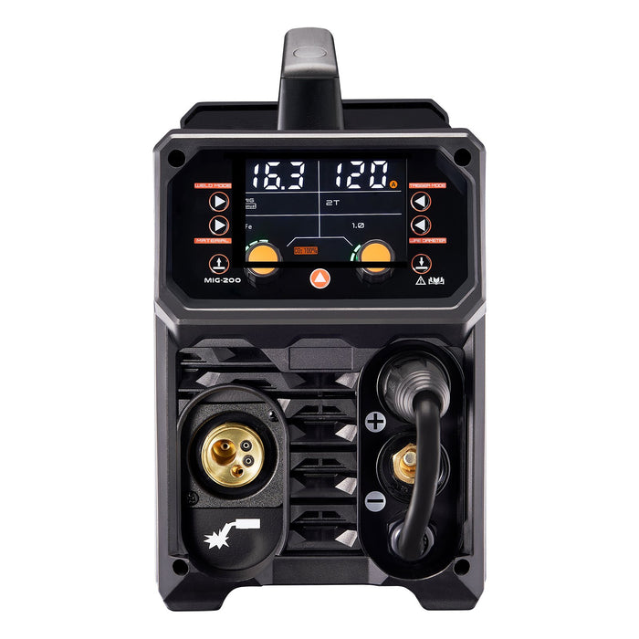 VEVOR Pro MIG Welder, 200Amp Pluse Mig Welding Machine, 5-in-1 Synergic Welder Machine MIG Pluse/Gas MIG/Flux Core MIG/Stick/Lift TIG with IGBT Inverter Technology and LCD Screen Display