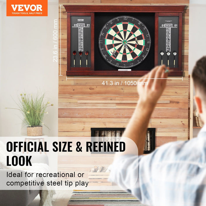 Dartboard and Cabinet Set, Ready-to-Play Bundle Official Size Dartboard Cabinet Set, Steel Tip Dart Cabinet, Features Easy Assembly, Complete with All Accessories, Perfect for Cricket Games