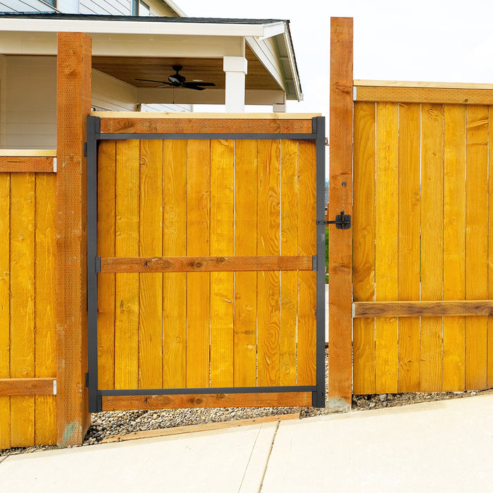 VEVOR Gate Building Kit, Fits 152.4 to 243.8 cm Wide Openings, Up from 182.9 to 213.4 cm High Fence, Adjustable Gate Building Kit, Anti Sag Full Gate Frame Kit with Latch Lock, for Wooden Fence, Iron