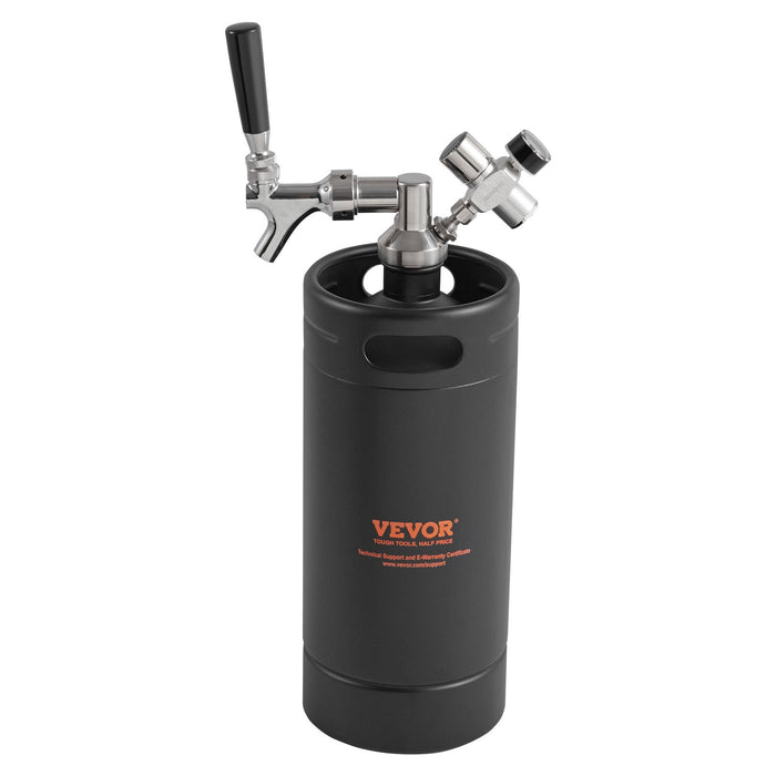 VEVOR Beer Growler Tap System, 4L Mini Keg, 304 Stainless Steel Pressurized Beer Growler, Keg Growler with Pressure Display, CO2 Regulator Faucet, Leak-Proof Ring For Draft, Homebrew, Craft Beer